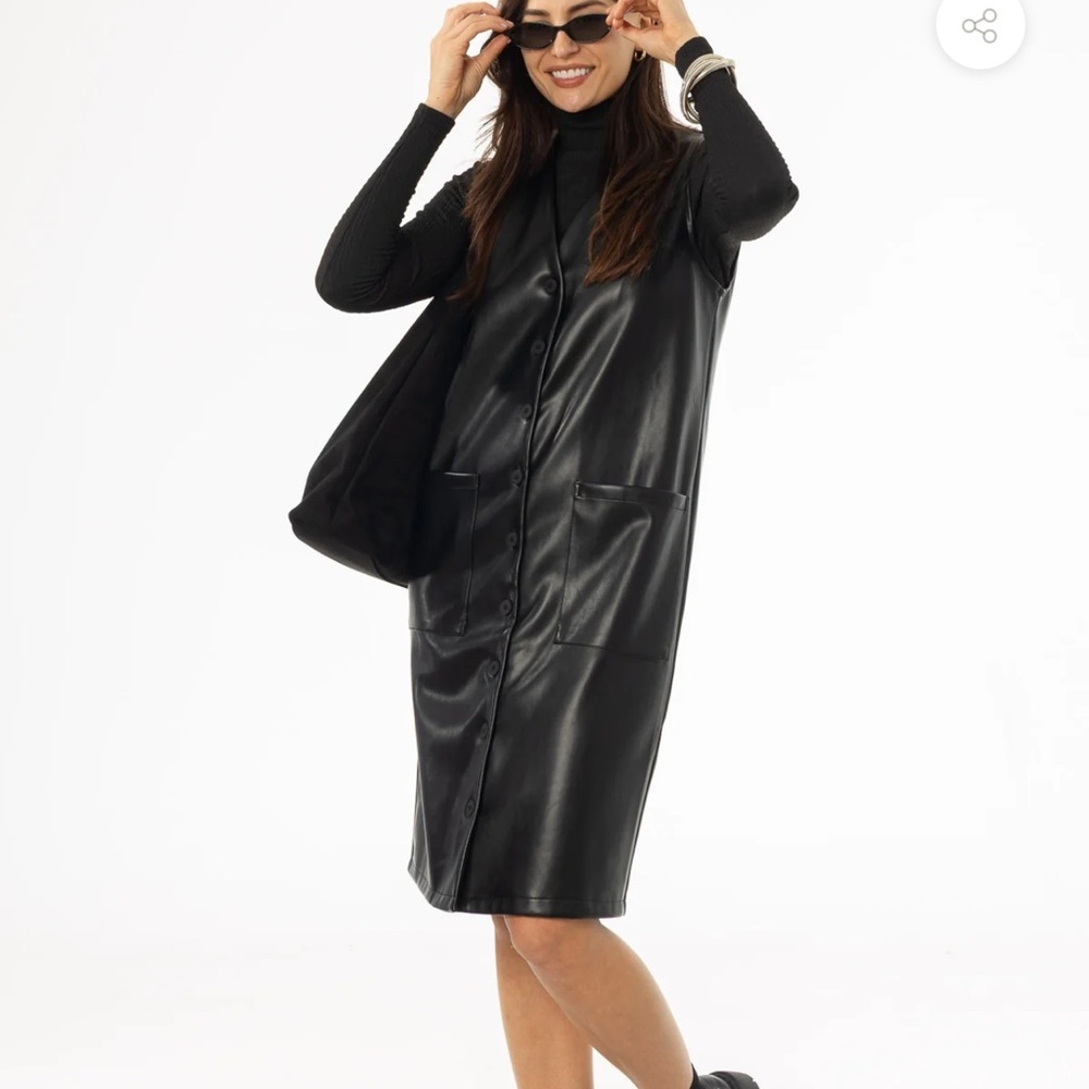 Blank Black Vegan Leather Vest Dress XS